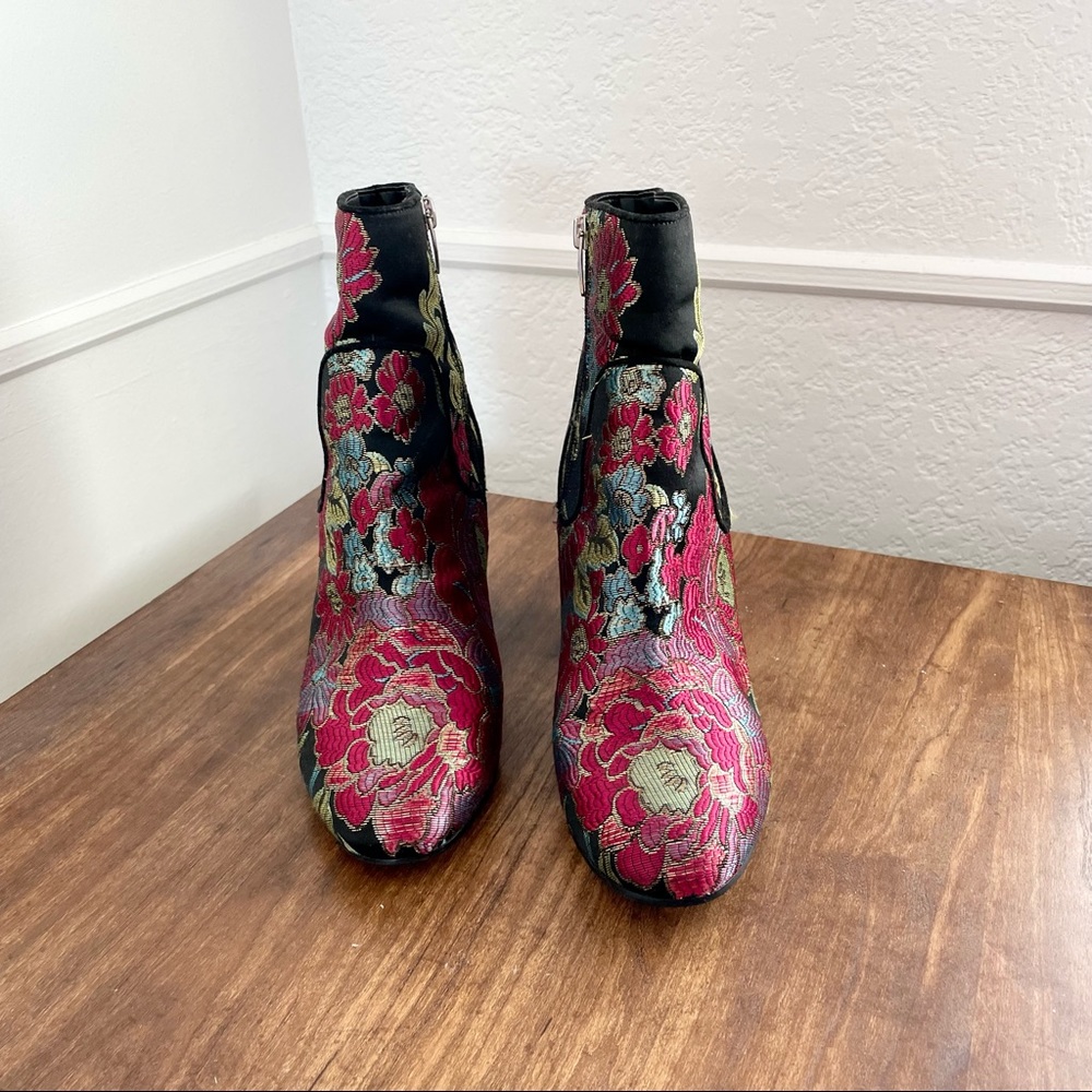 Marc Fisher Black and Red Floral Ankle Boots - Picture 4 of 4